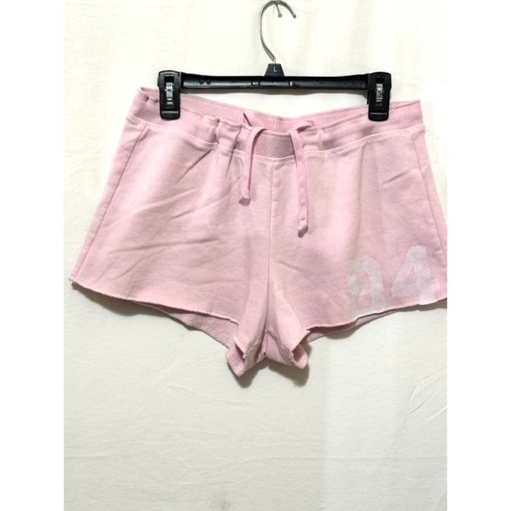 Hollister Women's Y2K Size Medium Pink Fleece Fold Over Waist Drawstring Shorts - Picture 2 of 7
